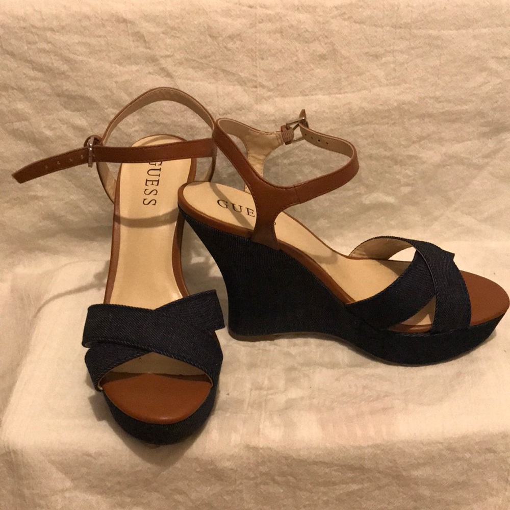 Guess wedges- Blue Denim/Tan